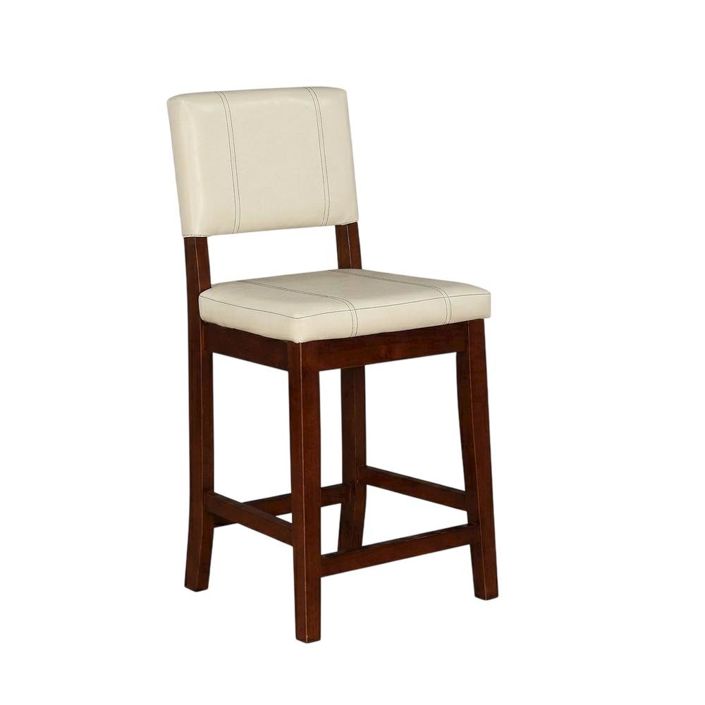 Cream Counter Stool with Rubberwood Frame and Padded Seat. Picture 3