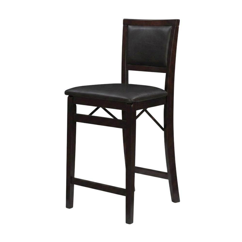 Foldable Plywood Counter Stool with Merlot Finish and Comfortable Foam Seat. Picture 5
