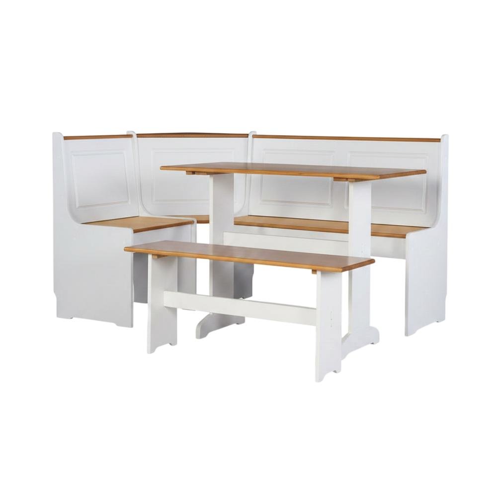 White Dining Furniture Set with Pine Accents and Spacious Surface. Picture 4