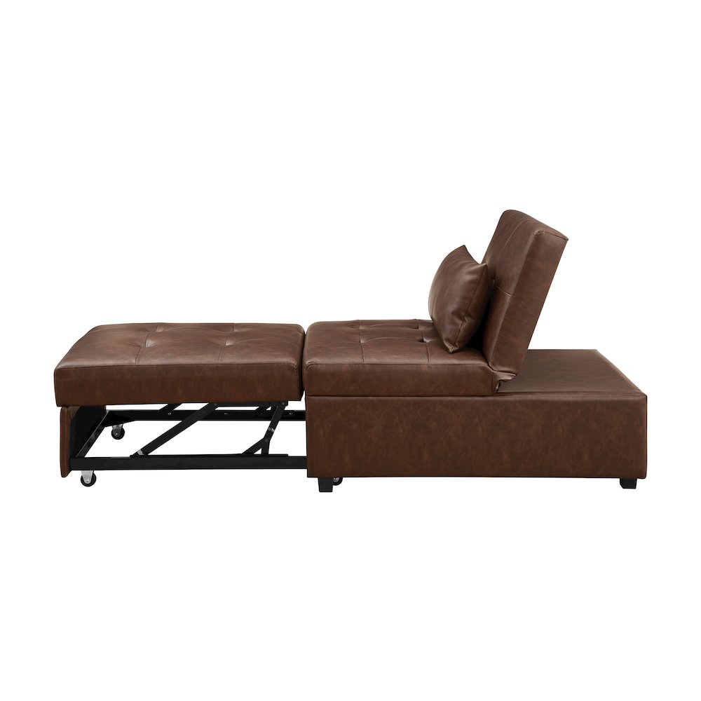 Boone Sofa Bed, Brown Faux Leather. Picture 12