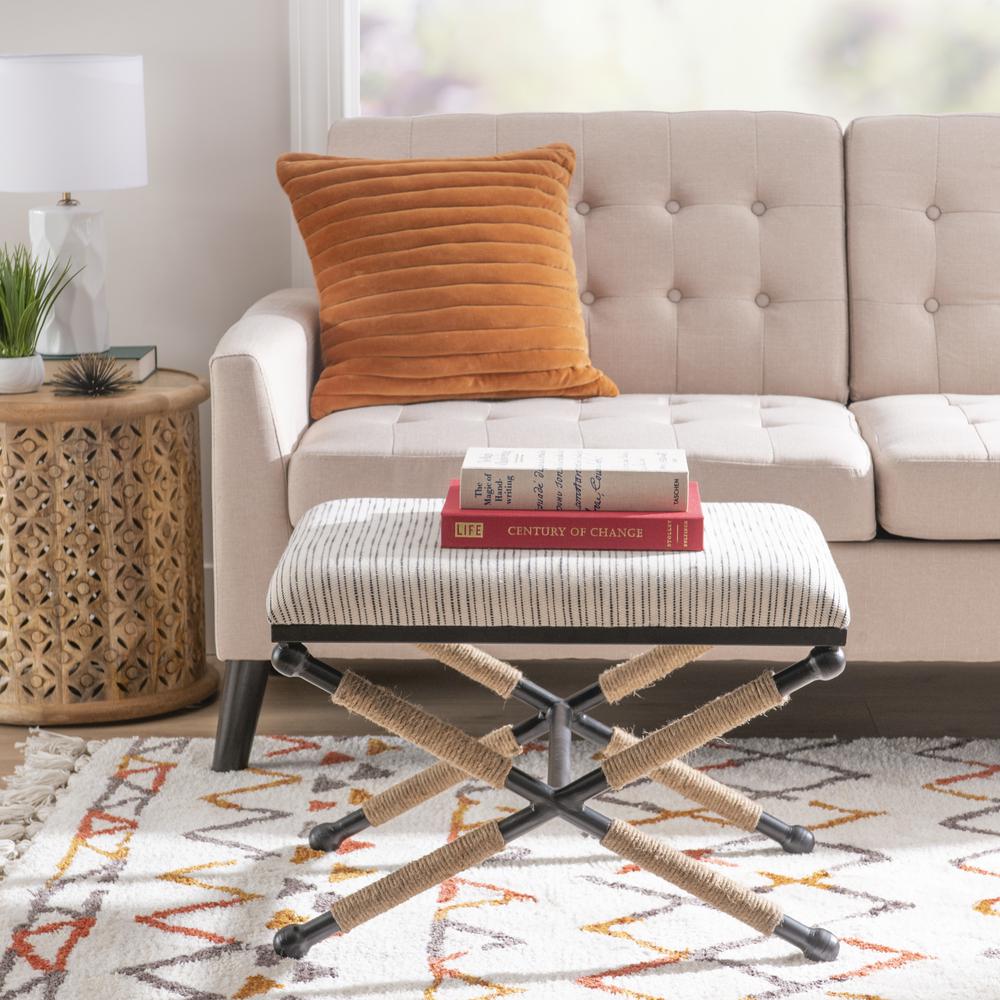 Ashburn Campaign Accent Stool Striped. Picture 7