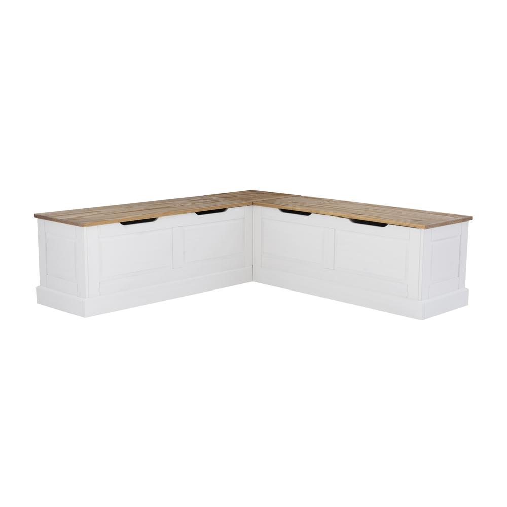 Tobin Backless Two Tone Breakfast Nook, Natural And White. Picture 22