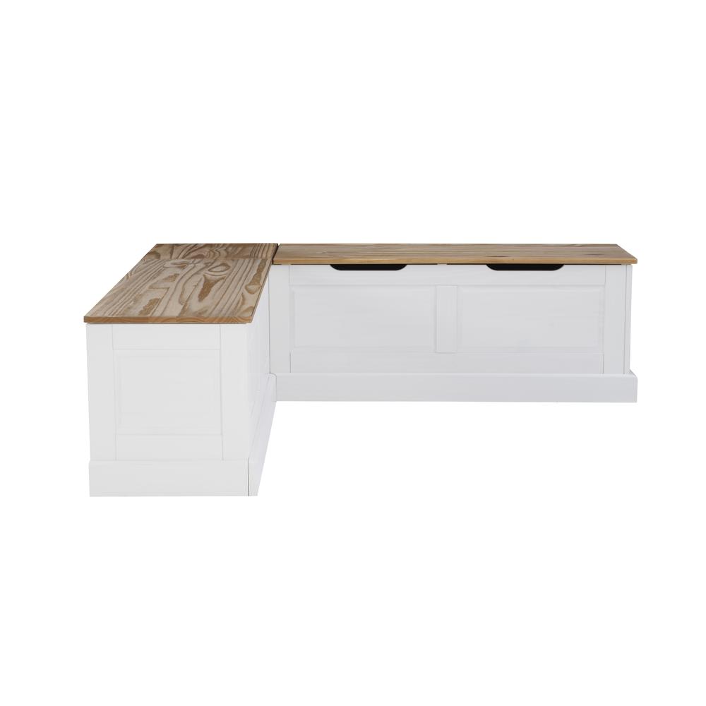Tobin Backless Two Tone Breakfast Nook, Natural And White. Picture 23