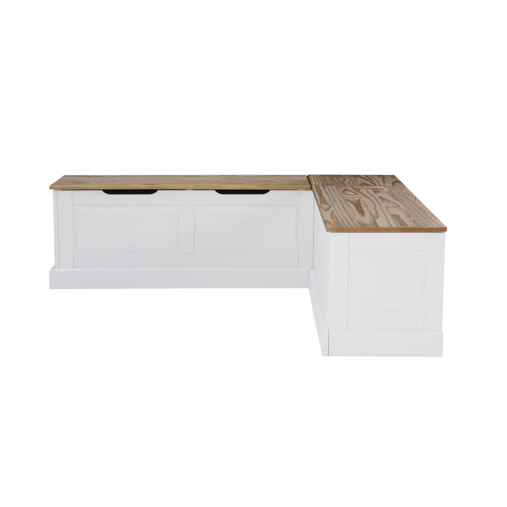 Tobin Backless Two Tone Breakfast Nook, Natural And White. Picture 24