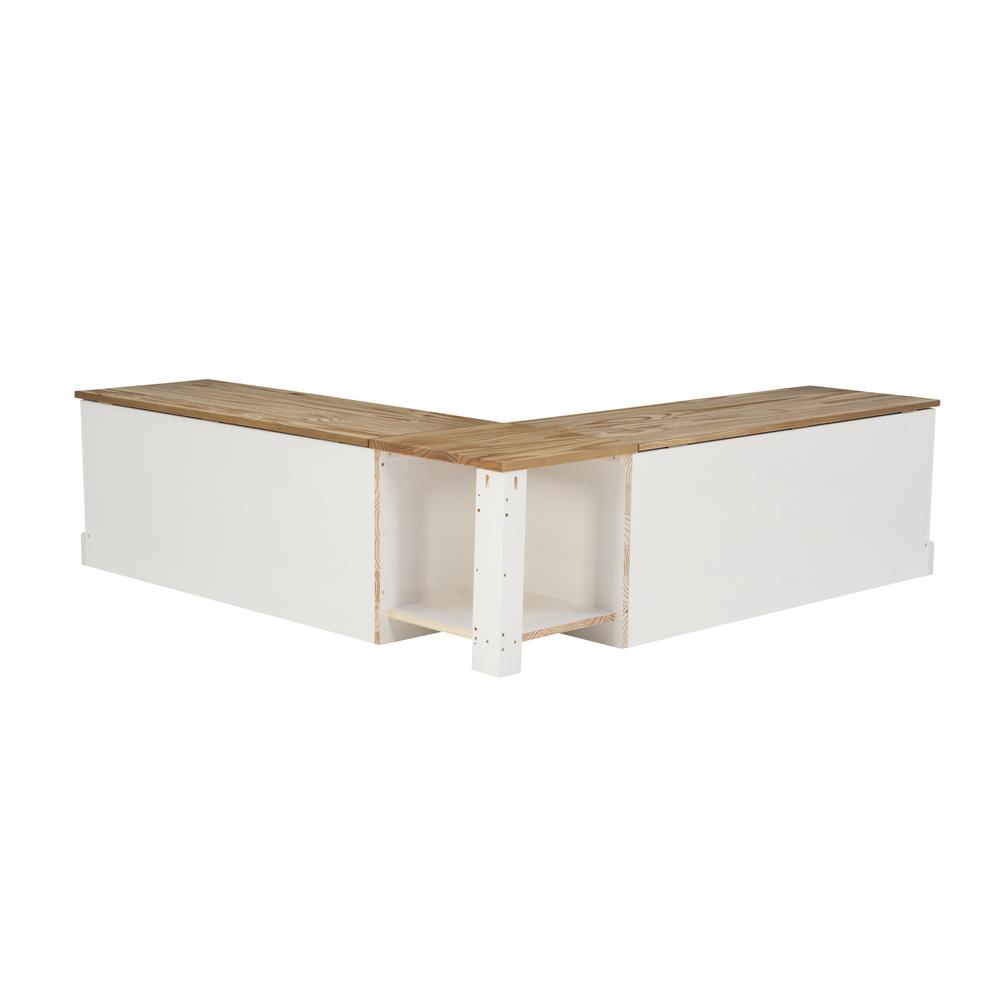 Tobin Backless Two Tone Breakfast Nook, Natural And White. Picture 25