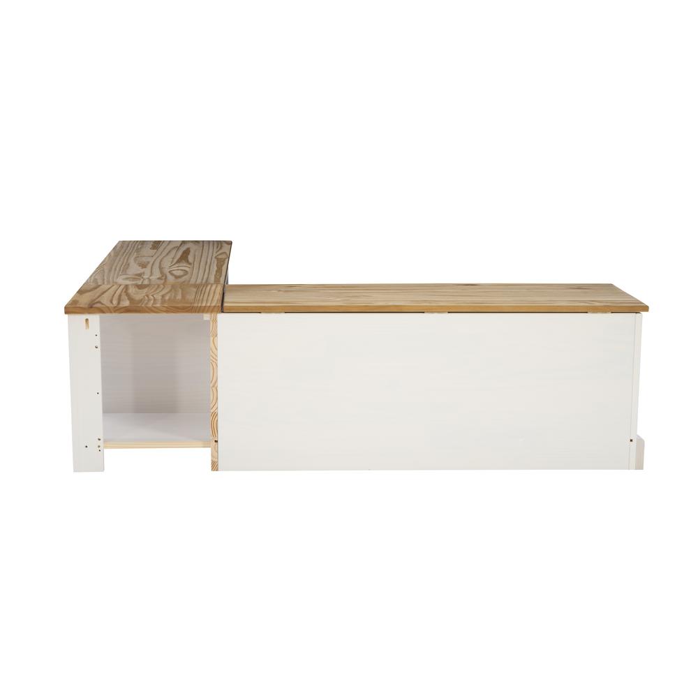 Tobin Backless Two Tone Breakfast Nook, Natural And White. Picture 26