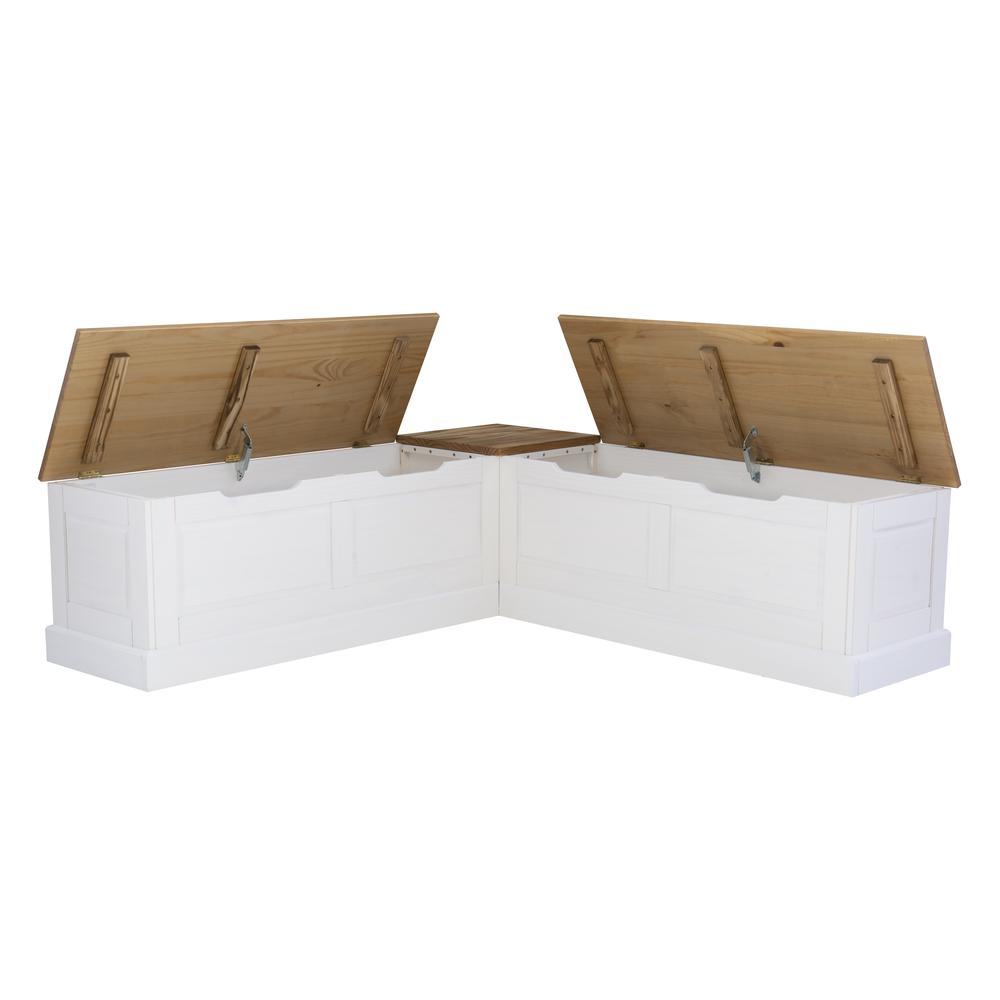 Tobin Backless Two Tone Breakfast Nook, Natural And White. Picture 28