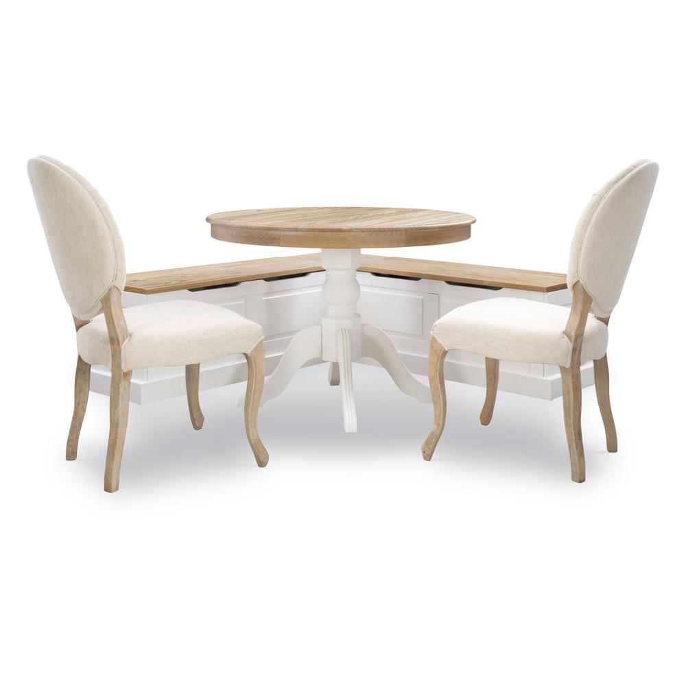 Tobin Backless Two Tone Breakfast Nook, Natural And White. Picture 32