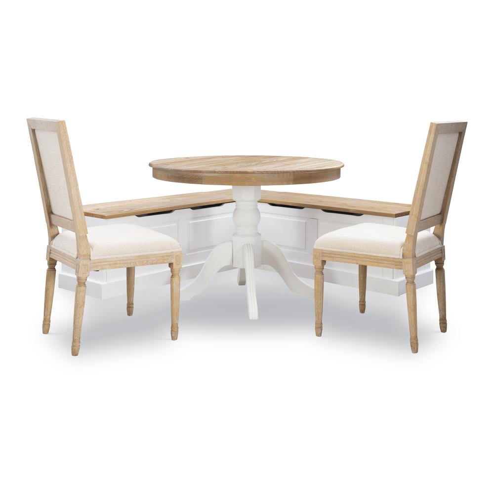 Tobin Backless Two Tone Breakfast Nook, Natural And White. Picture 33