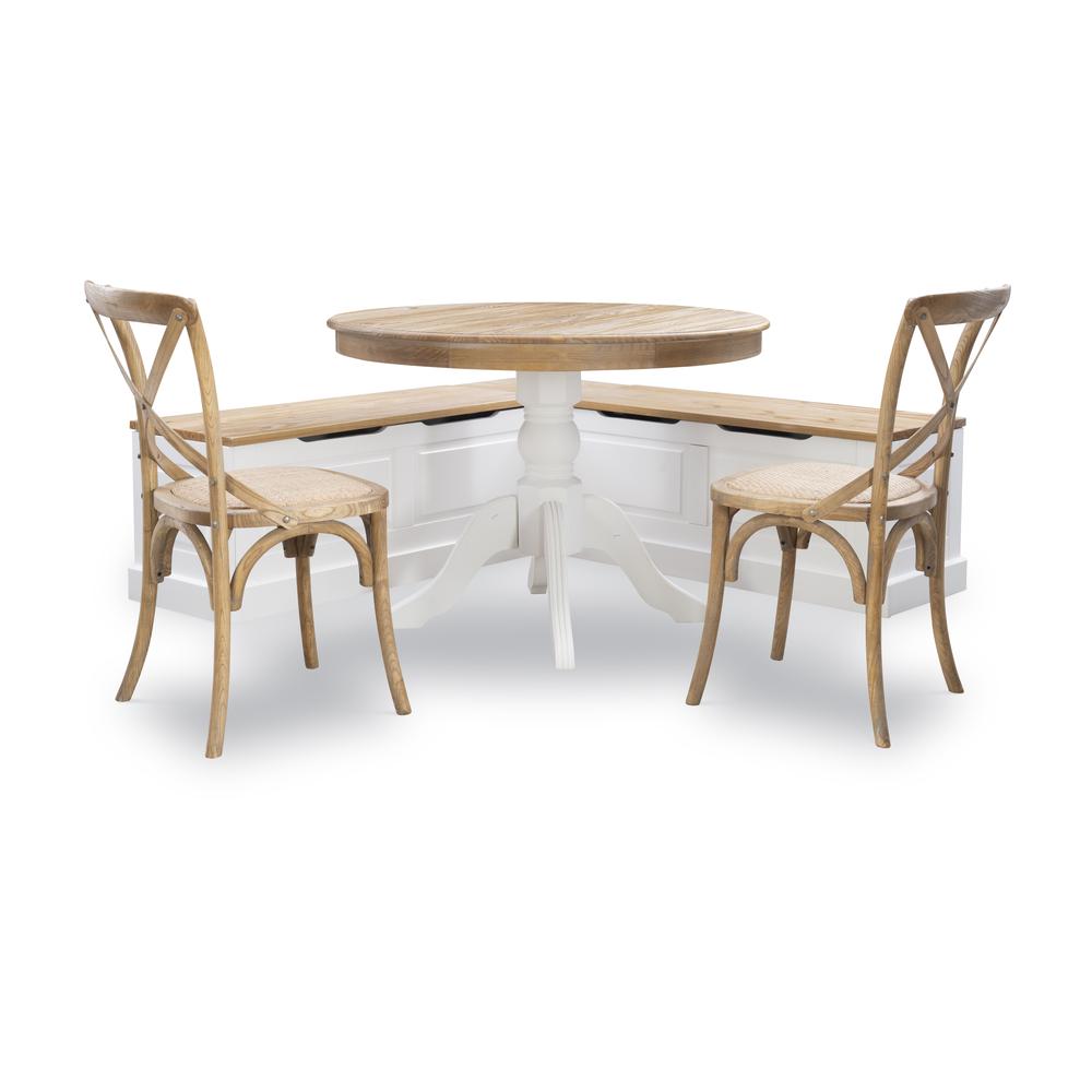 Tobin Backless Two Tone Breakfast Nook, Natural And White. Picture 34