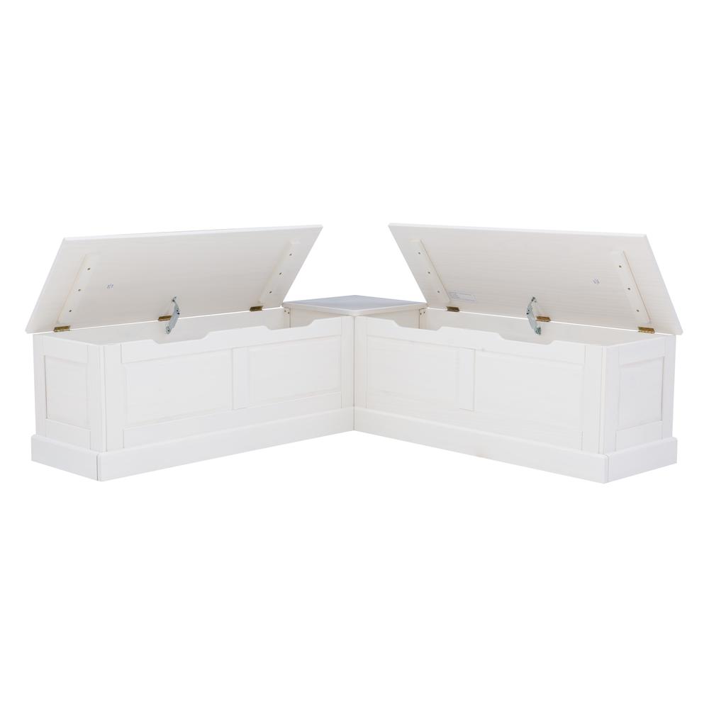 Tobin Backless Corner Breakfast Nook, White. Picture 26