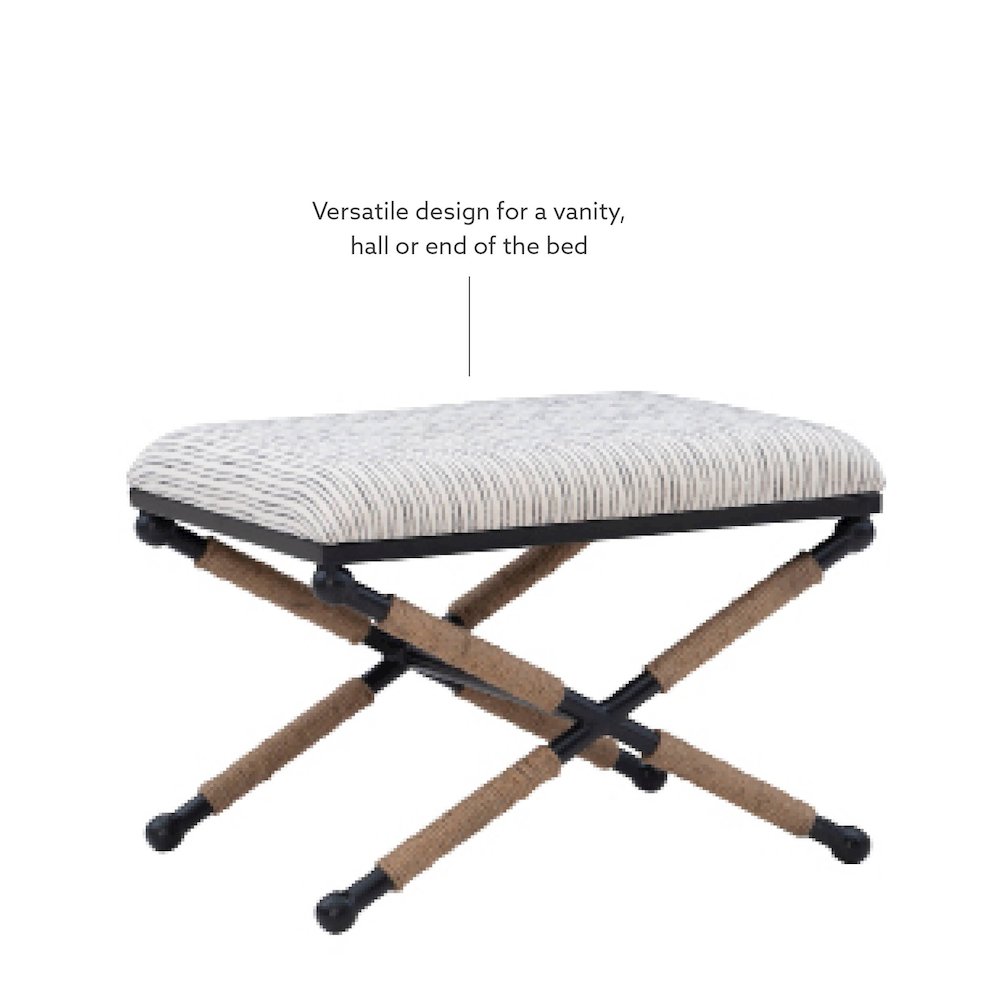Ashburn Campaign Accent Stool Striped. Picture 10