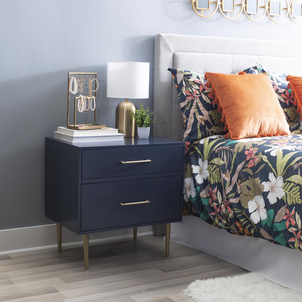 Gloria Two Drawer Night Stand Navy. Picture 10