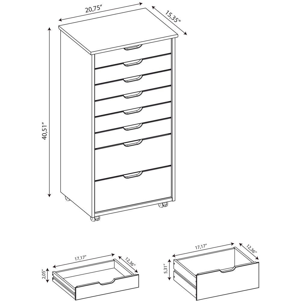 Cary Eight Drawer Rolling Storage Cart, Grey. Picture 15