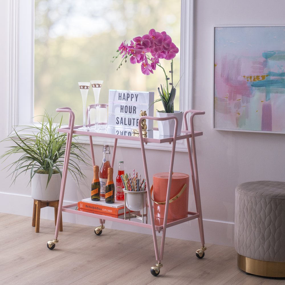 Pink Mid-Century Bar Cart. Picture 5