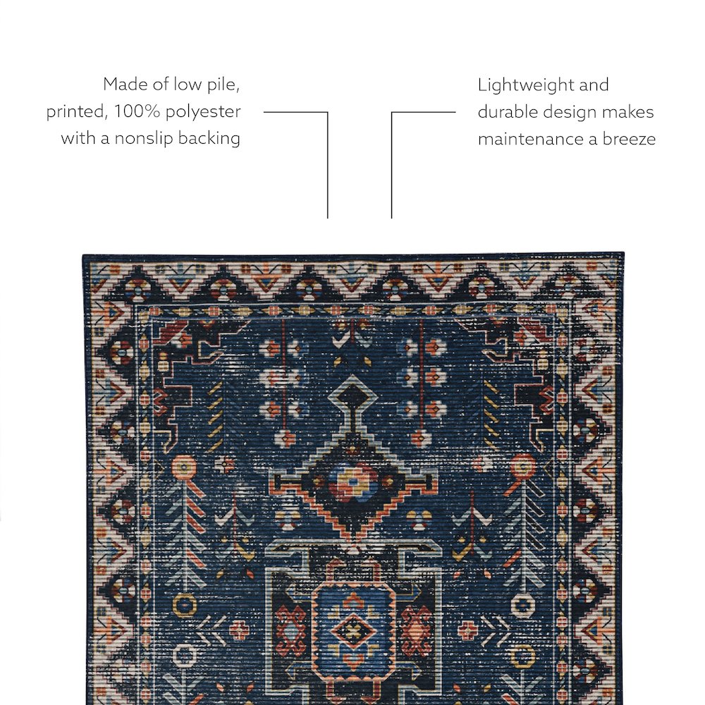 Washable Larson Navy/Ivory 2x3, Rug. Picture 6