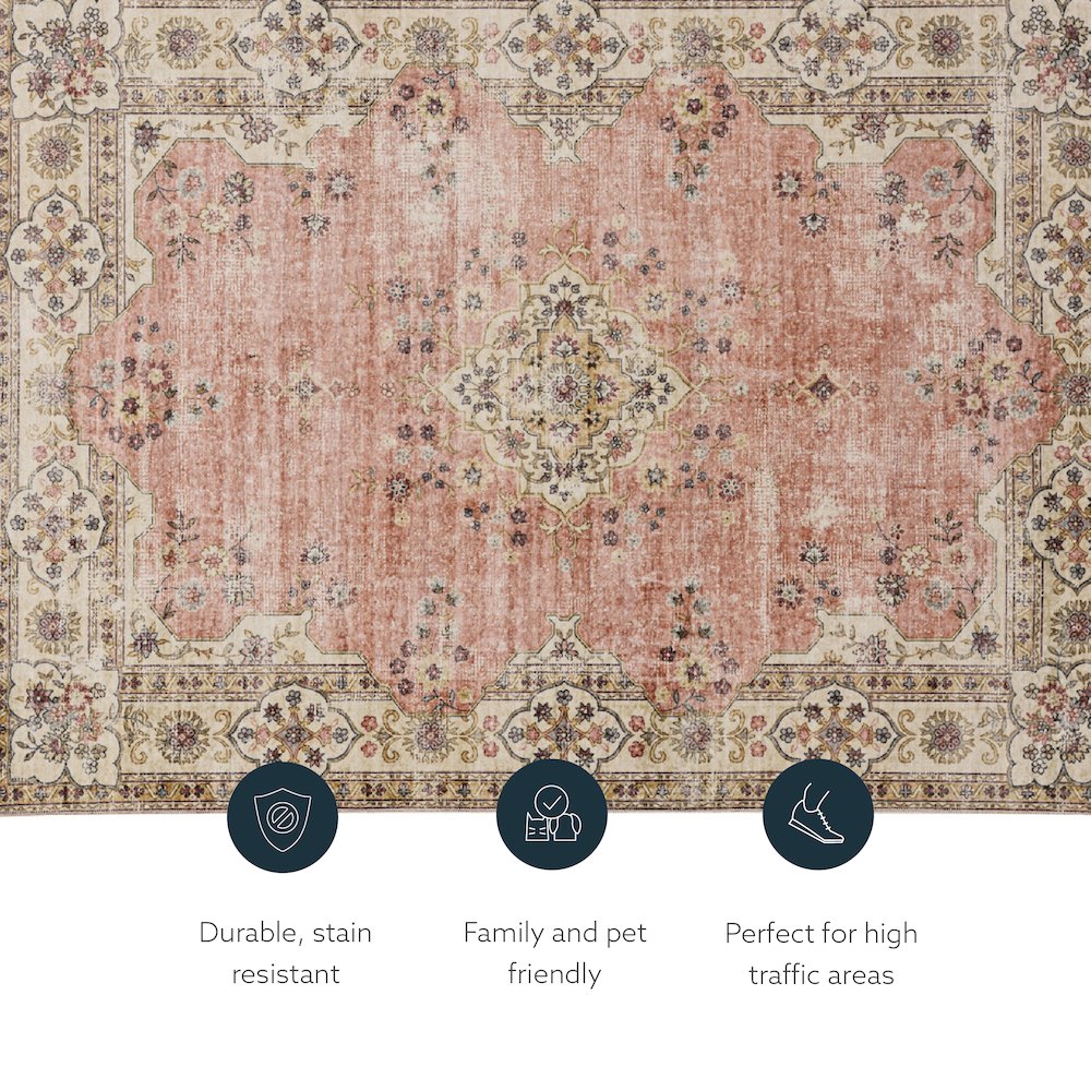 Washable Blanton Pink/Ivory 2x8, Rug. Picture 4