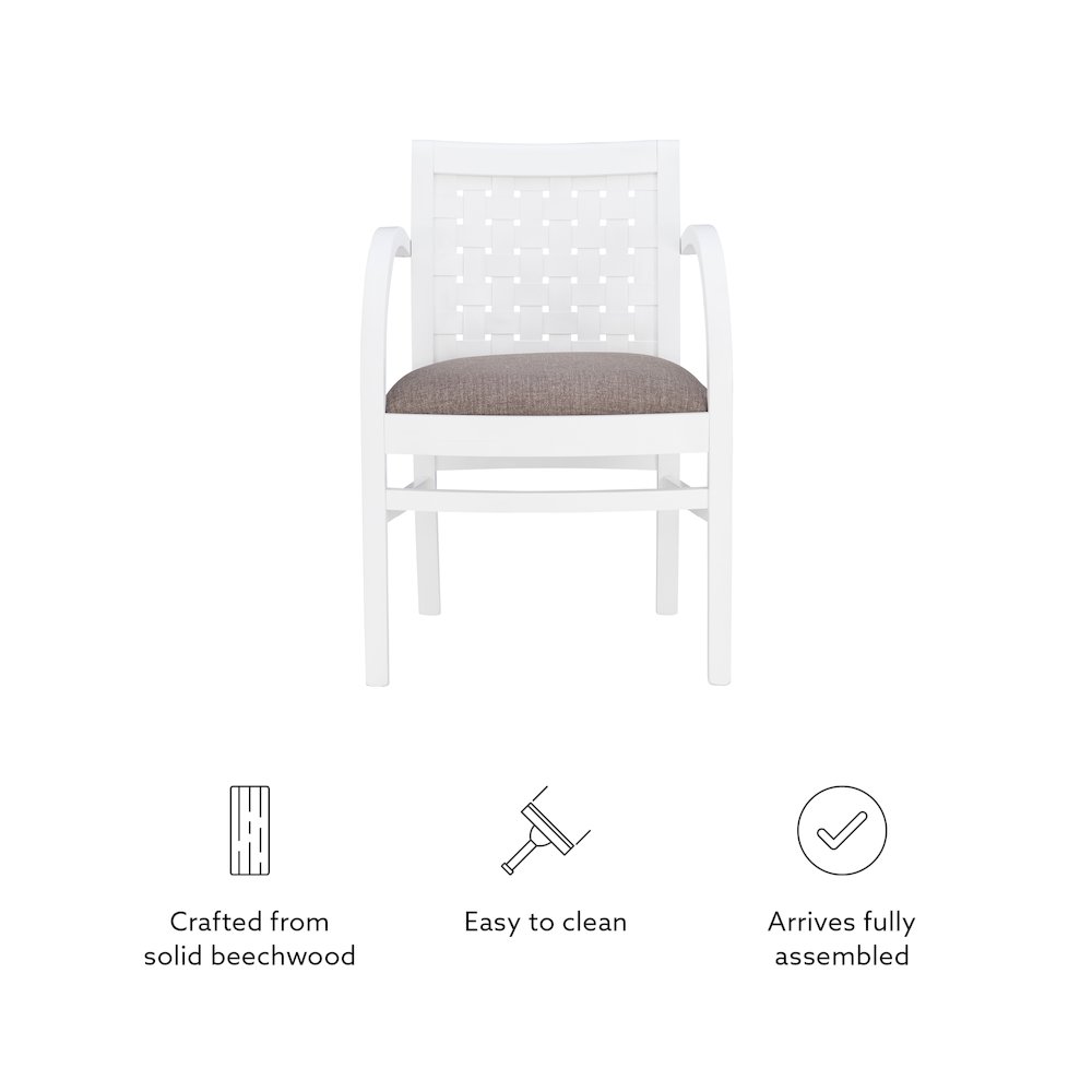 Samantha Woven Arm Chair White. Picture 12