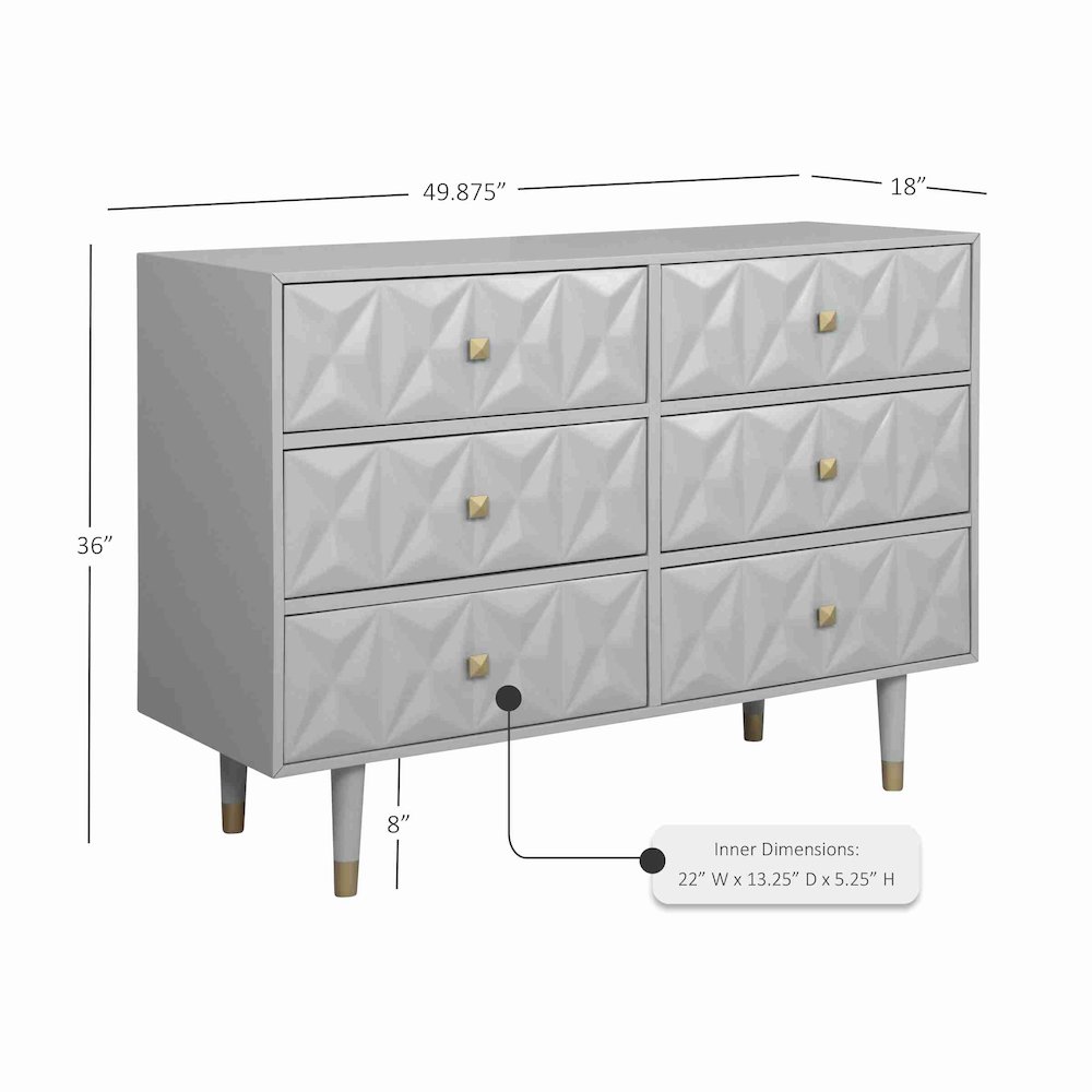 Six Drawer Geo Texture Dresser Grey. Picture 16