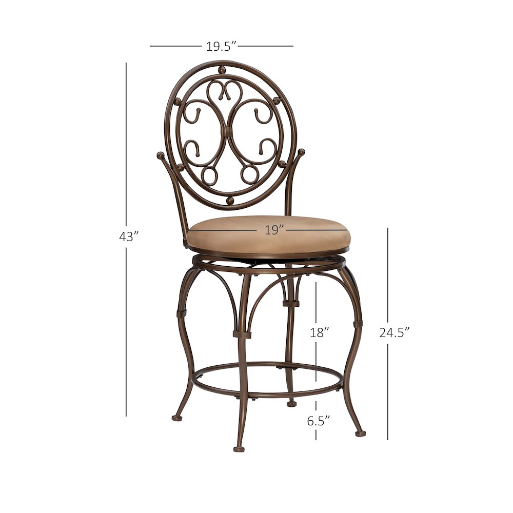 Big and Tall Scroll Circle Back Counter Stool. Picture 10