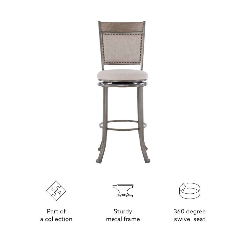 Franklin Swivel Barstool, Pewter. Picture 13