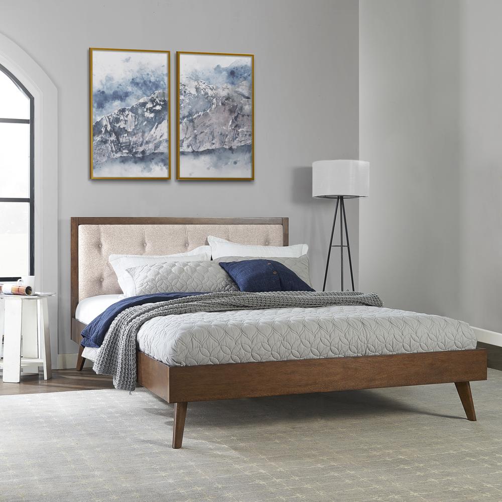 Reid Mid Century Oatmeal Platform Queen Bed. Picture 2