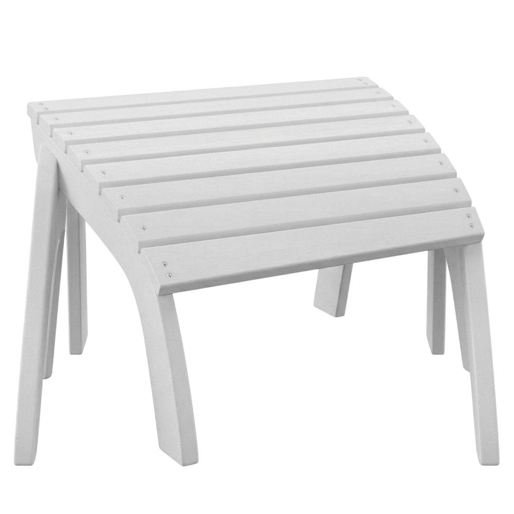White Outdoor Ottoman With Solid Wood And Acacia Construction For Versatile Use. Picture 1