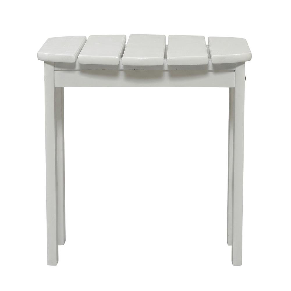 White Outdoor End Table With Solid Wood And Acacia Finish For Patio Use. Picture 4