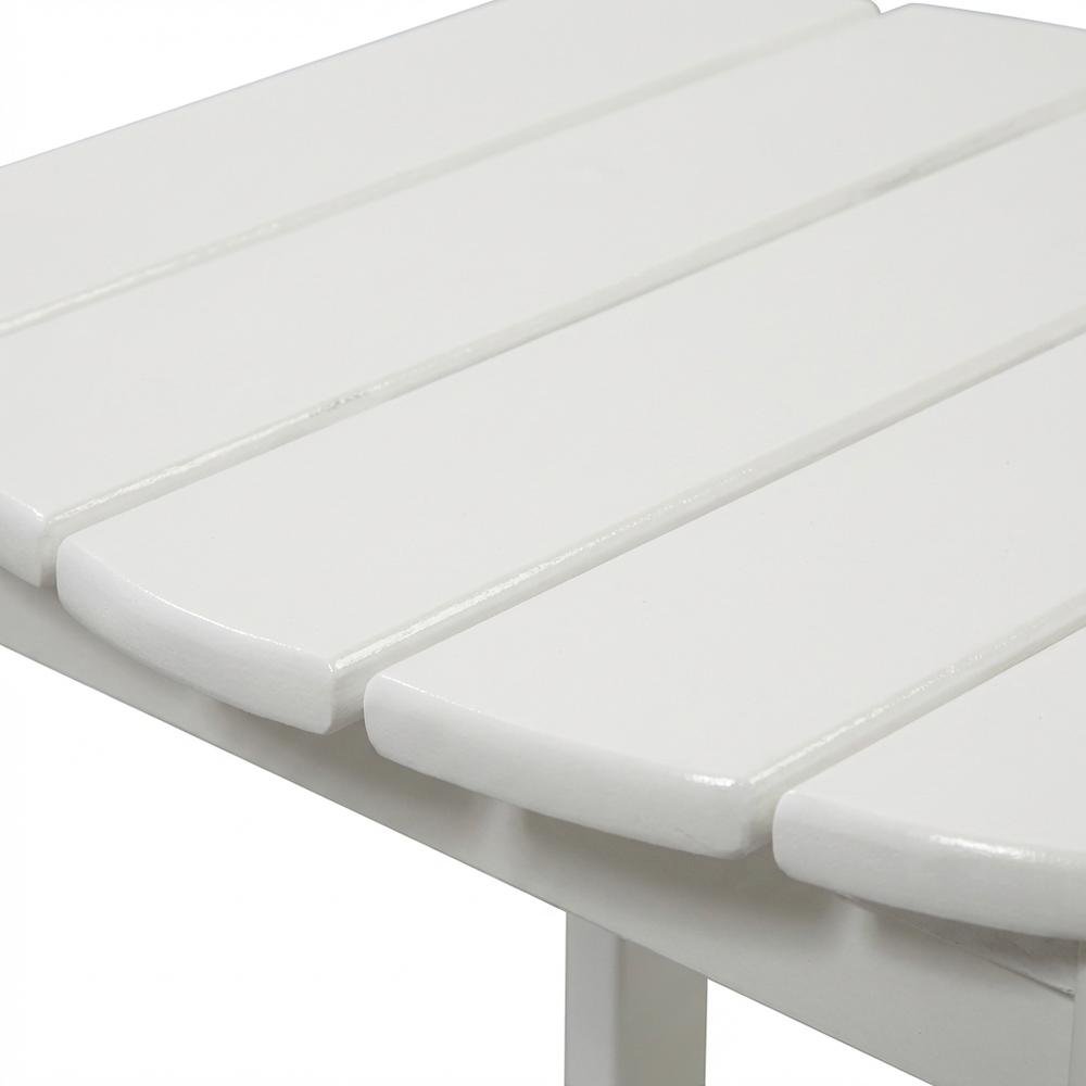 White Outdoor End Table With Solid Wood And Acacia Finish For Patio Use. Picture 5