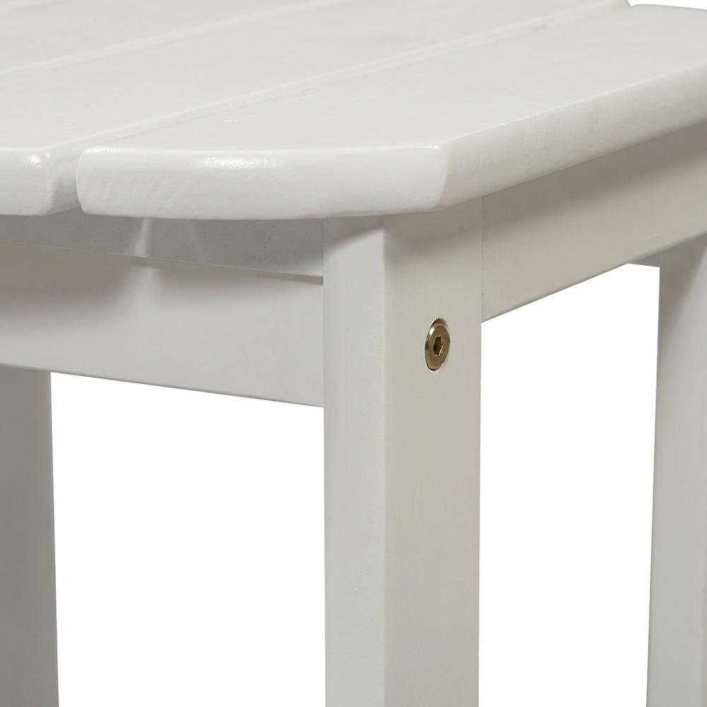 White Outdoor End Table With Solid Wood And Acacia Finish For Patio Use. Picture 6