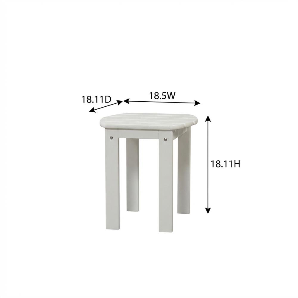 White Outdoor End Table With Solid Wood And Acacia Finish For Patio Use. Picture 7