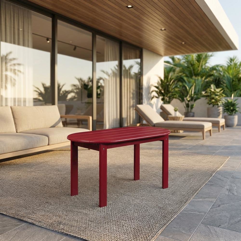 Red Outdoor Coffee Table With Solid Wood And Acacia Finish. Picture 2