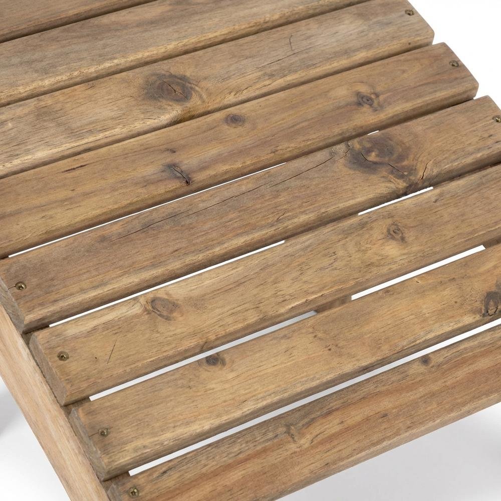Brown Acorn Outdoor Ottoman With Solid Wood And Acacia Material. Picture 5
