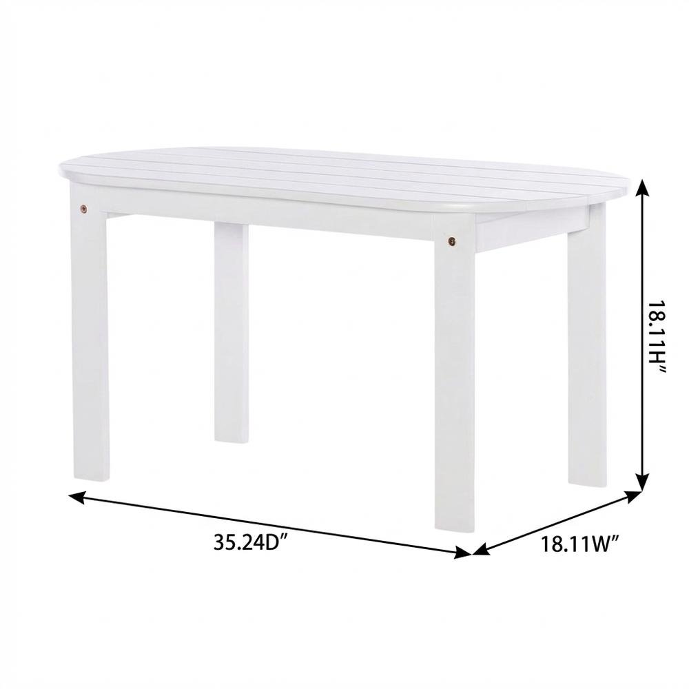 Outdoor White Coffee Table With Solid Wood And Acacia Finish. Picture 7