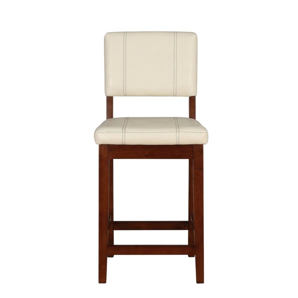 Cream Counter Stool with Rubberwood Frame and Padded Seat. Picture 1