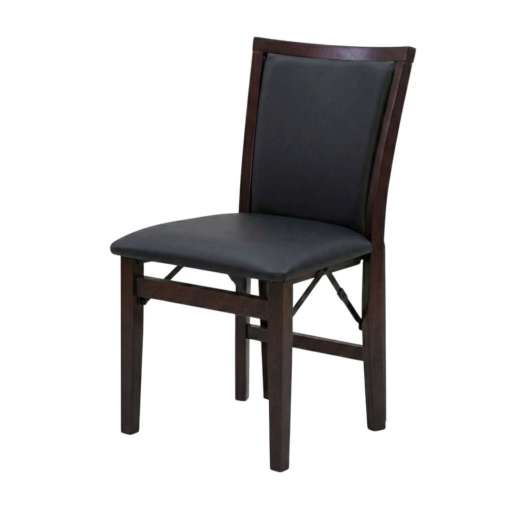 Brown Padded Back Folding Chair Set of 2, Fabric Seat, Metal Frame. Picture 1