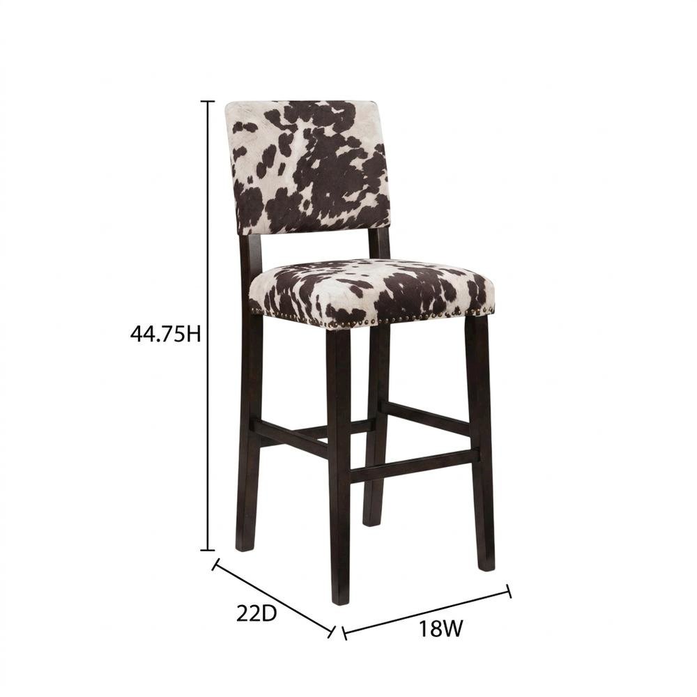 Brown Pine and Hardwood Bar Stool with Microfiber Seat and Modern Design. Picture 7