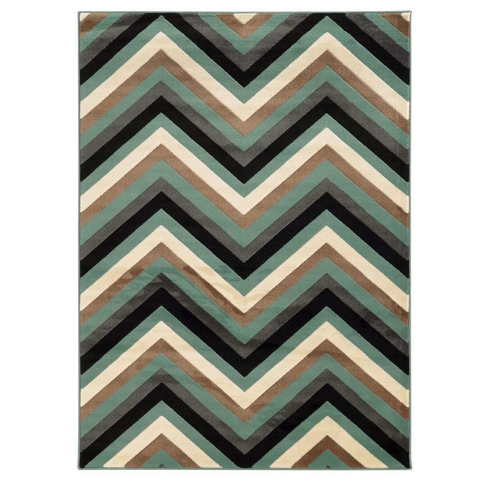 Roma Chevron Turquoise & Grey 5x7, Rug. Picture 1