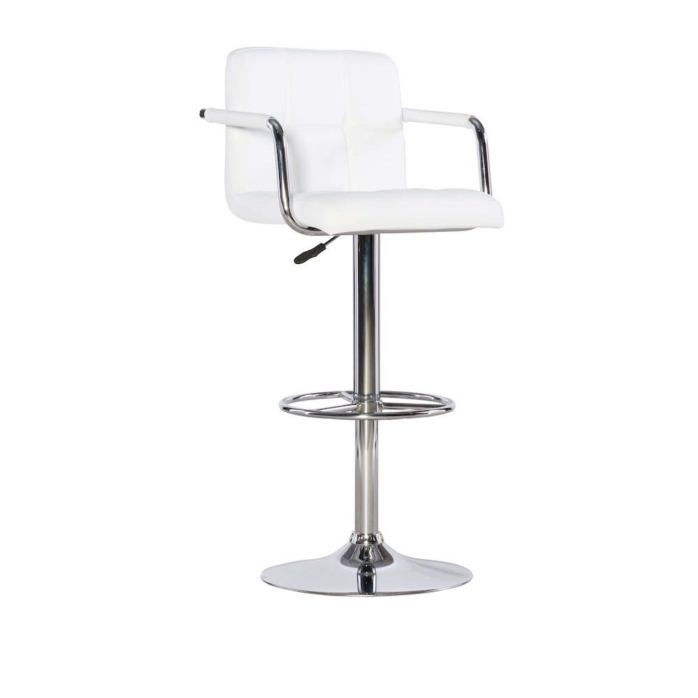 White and Chrome Quilted Barstool. Picture 1