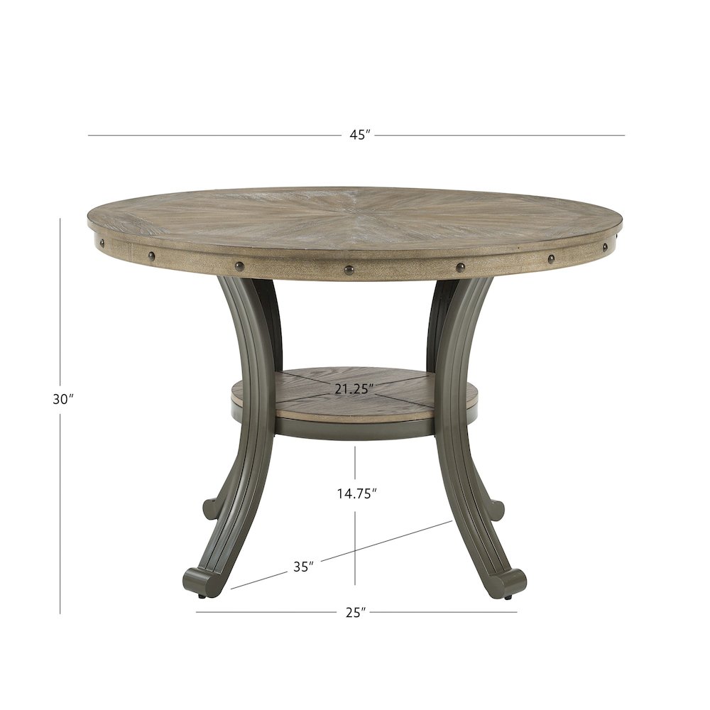 Franklin -45 inch Round Dining Table Pewter. Picture 9