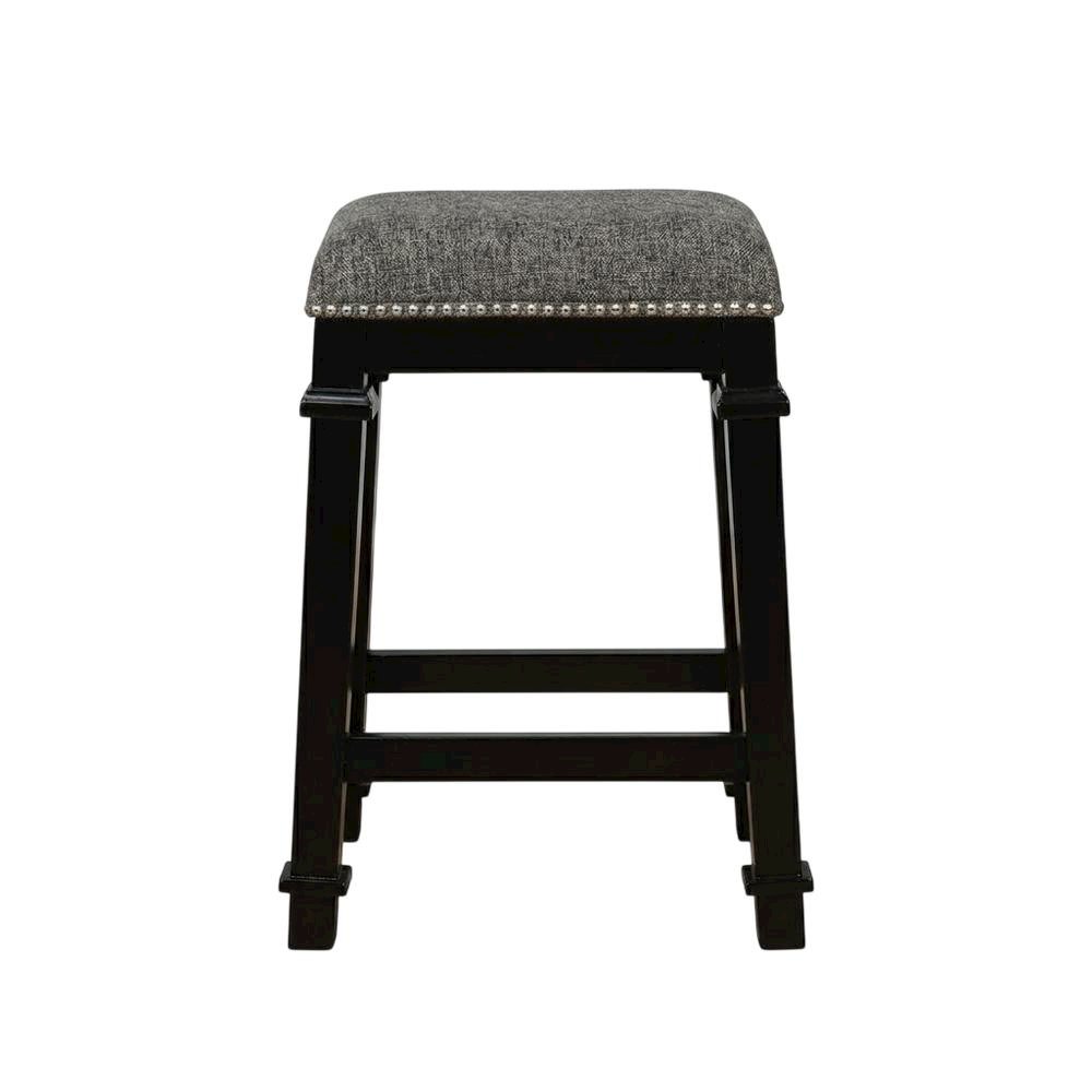 Black and White Tweed Backless Counter Stool with Wood Frame and Foam Seat. Picture 1