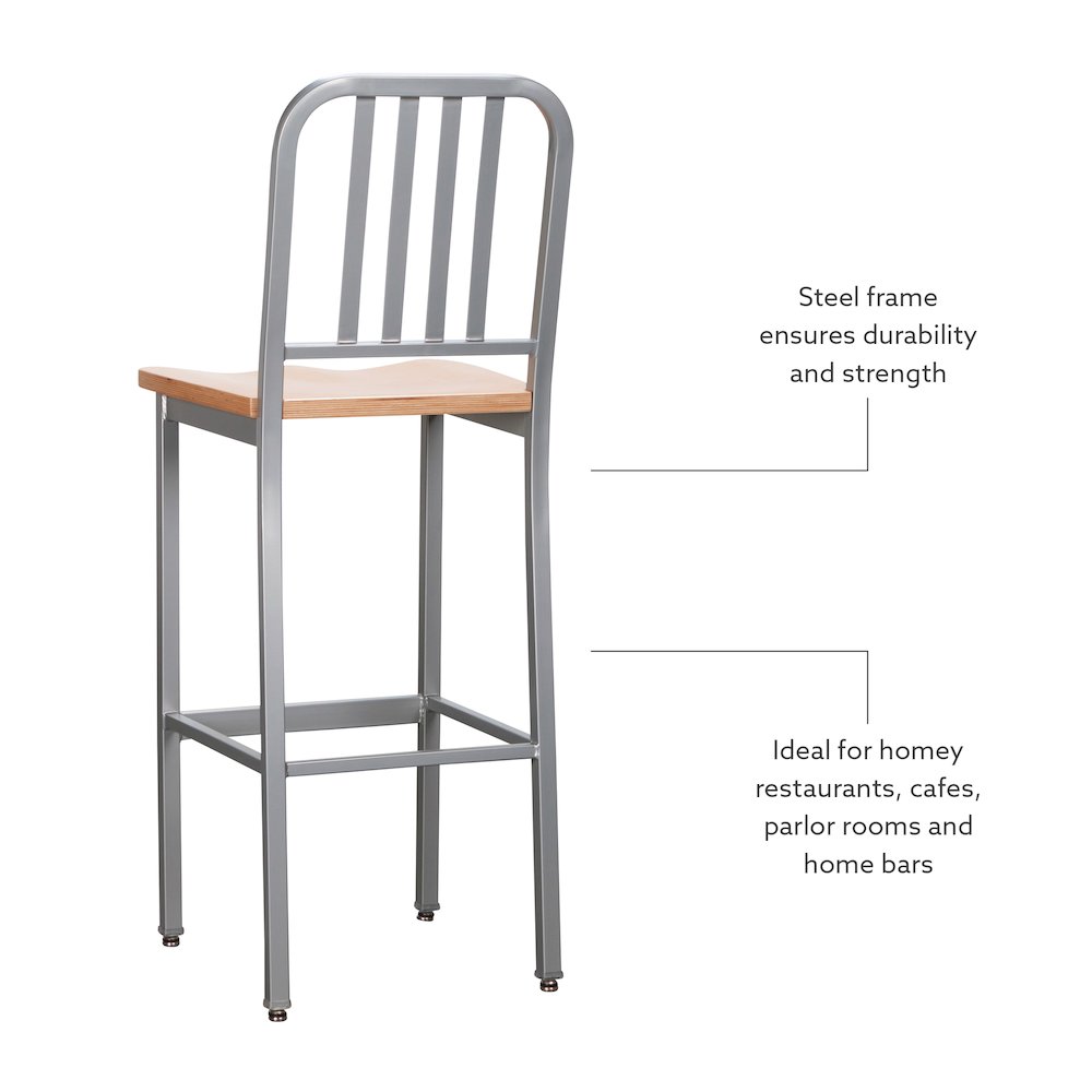 Frazier Metal Barstool Silver Set Of 2. Picture 12