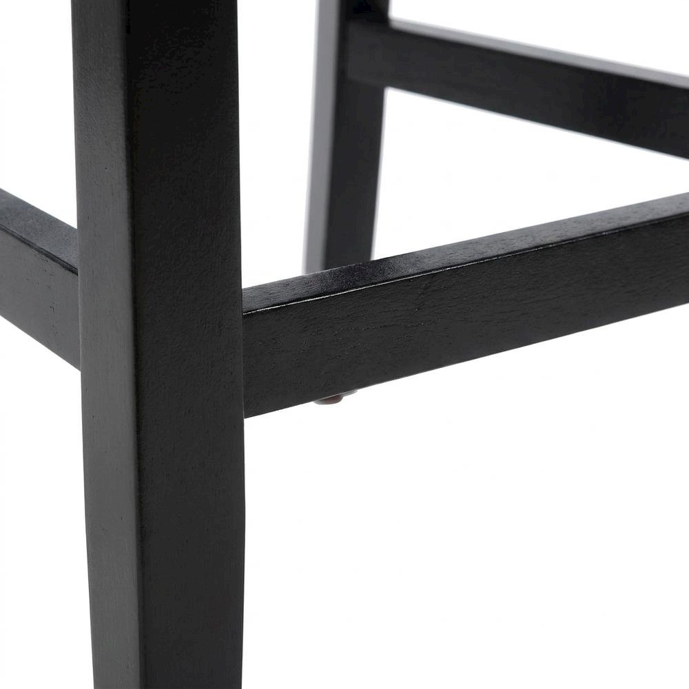 Black 24-Inch X-Back Counter Stool with Vietnamese Mahogany Wood Seat. Picture 5