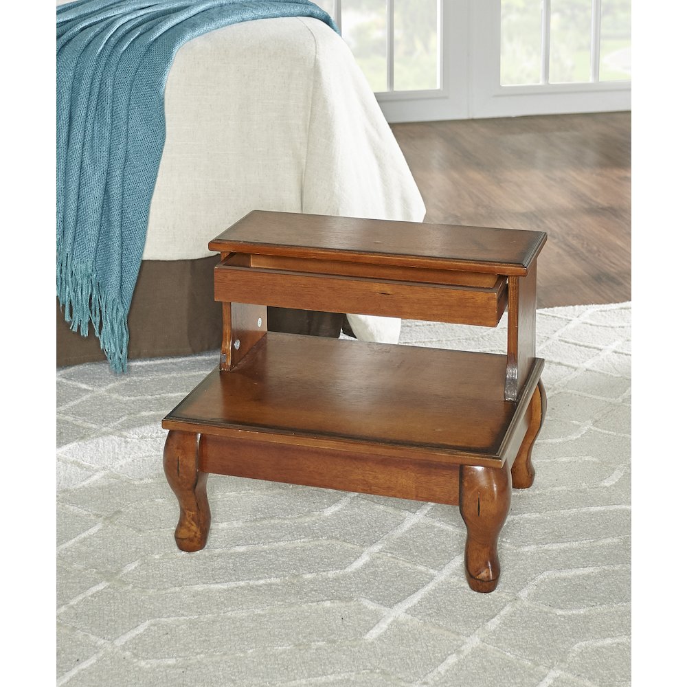 Attic Cherry Antique Cherry Bed Steps with Drawer. Picture 4