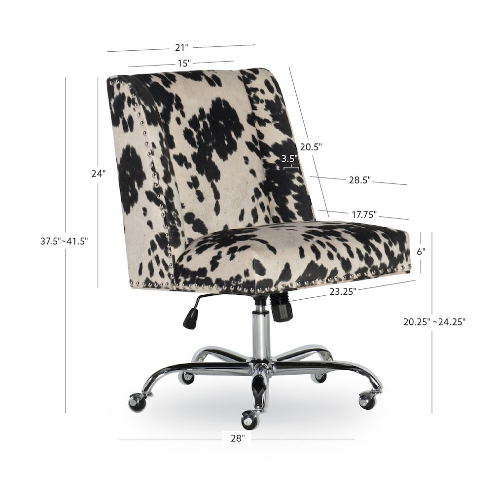 Draper Office Chair, Black And White Cow Print. Picture 18