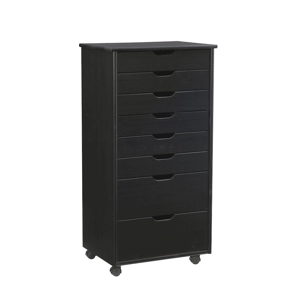 Cary Eight Drawer Rolling Storage Cart, Black. Picture 10