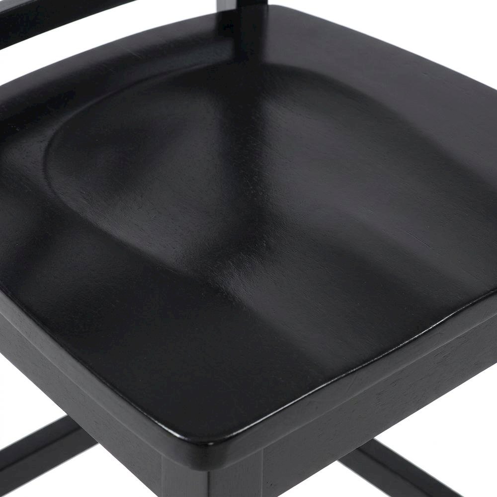 Black 24-Inch X-Back Counter Stool with Vietnamese Mahogany Wood Seat. Picture 6