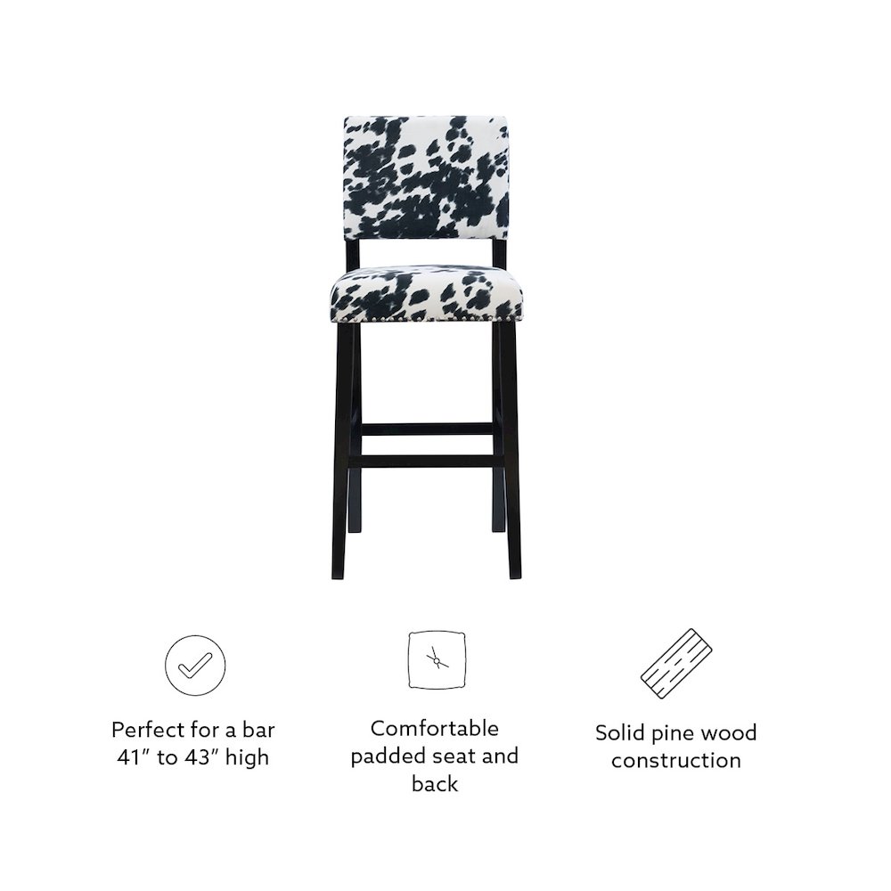 Corey Black Cow Print Bar Stool. Picture 12