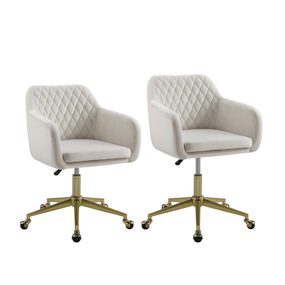 Imogen Quilted Office Chair Off White. Picture 7