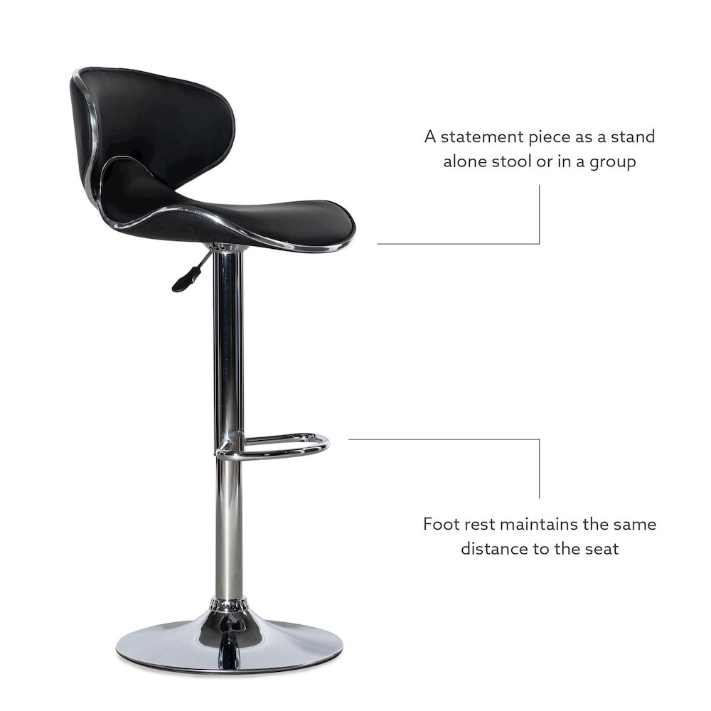 Chrome and Black PU Barstool. Picture 14